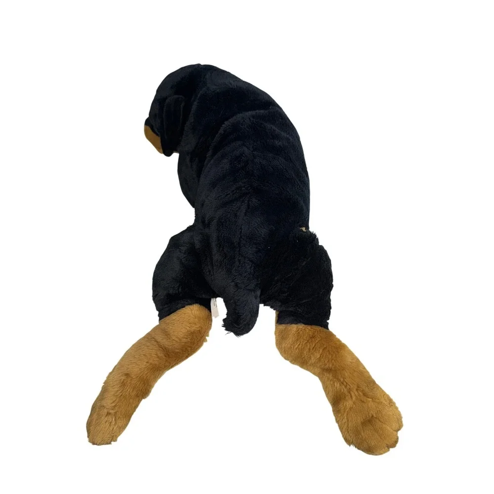E& J Classic Rottweiler Plush Dog Stuffed Animal Black Tan Laying Realistic 22